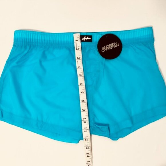 Andrew Christian Size L - Short 100% Nylon Swim Shorts - Turquoise - Picture 5 of 10